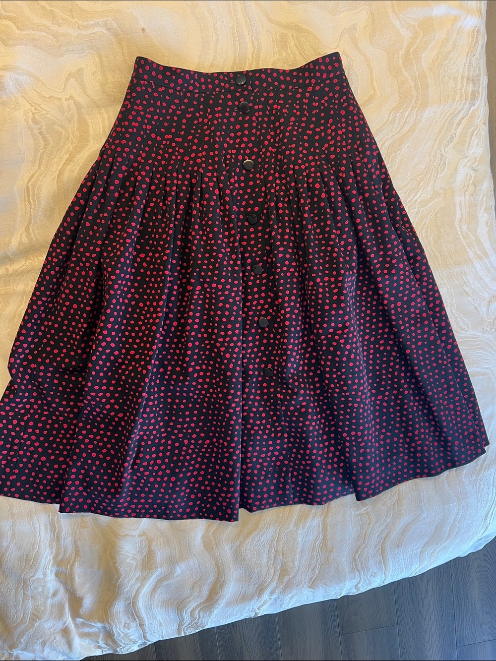Valentino runway Black Skirt with Red Polka Dot Print